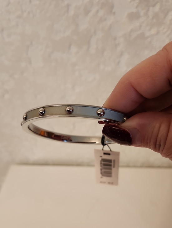 Coach Jewelry - Coach Silver-Tone Studded Enamel Bangle Bracelet